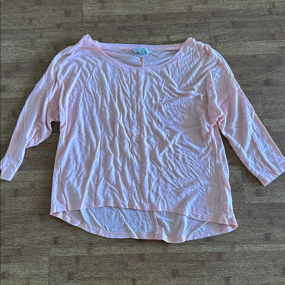 American Eagle Outfitters Light Pink Boatneck Long Sleeve Top